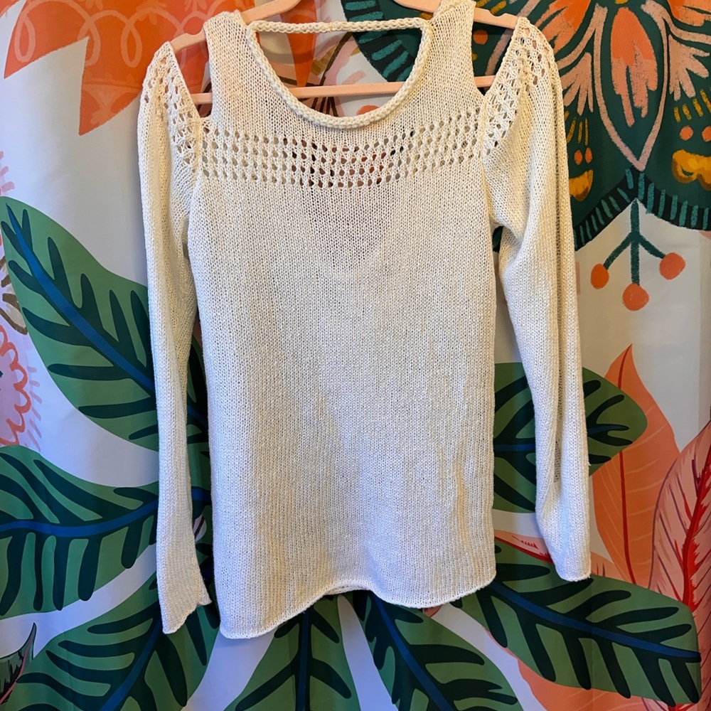 anthropologie santiago knits cream knit sweater quiet luxury